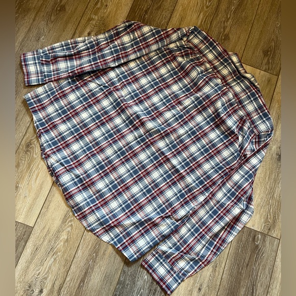 George Mens XL 46-48 Red Plaid Classic Fit Long Sleeve Button Shirt - Picture 2 of 6